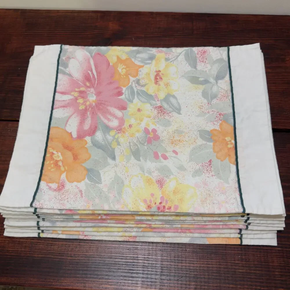 VINTAGE Floral 24pc Table Setting Placemat & Cloth Napkin Set